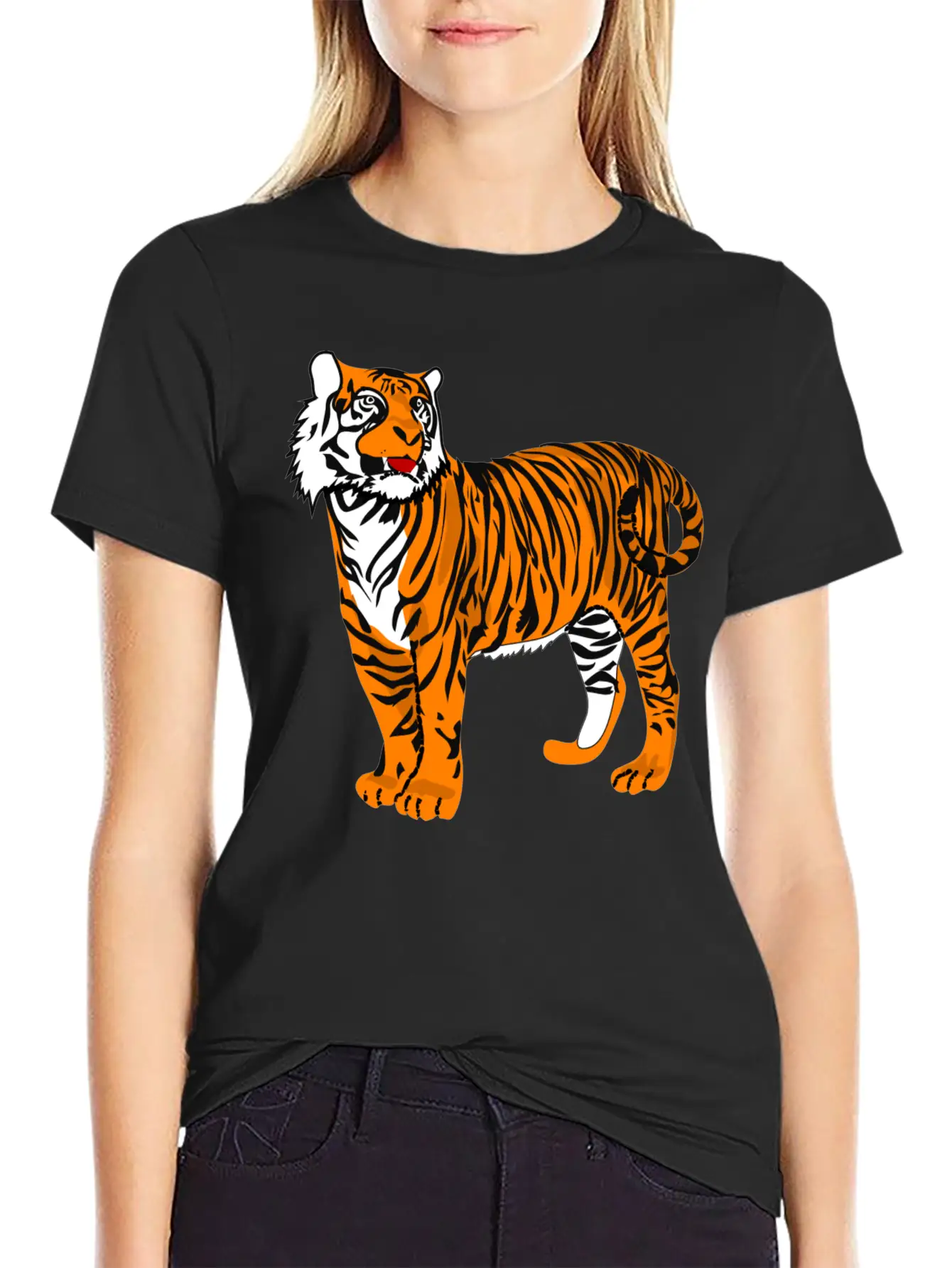 Tiger Classic Fit Graphic Tee For Daily Comfort – Unisex Cotton Shirt