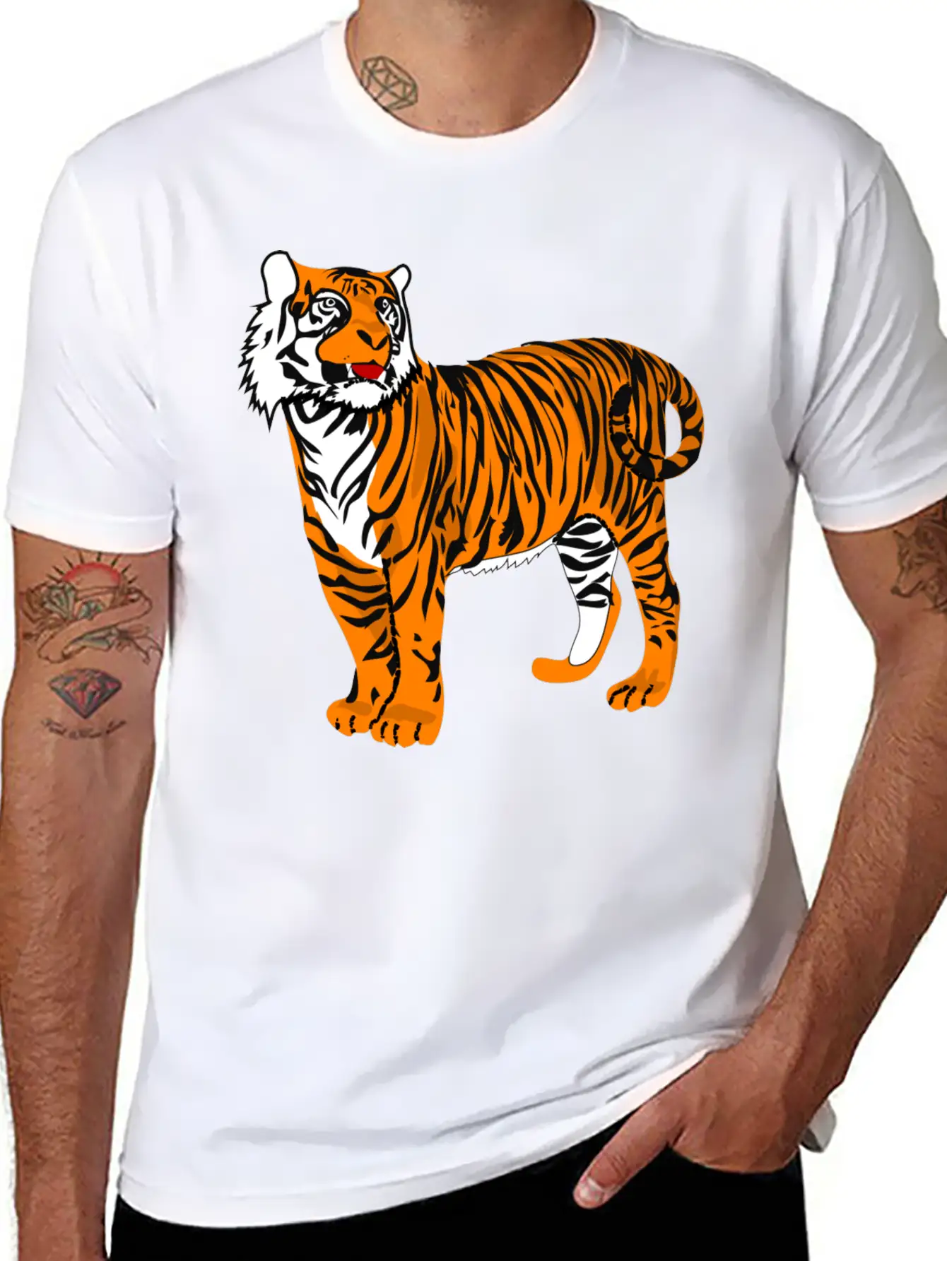 Tiger Classic Fit Graphic Tee For Daily Comfort – Unisex Cotton Shirt