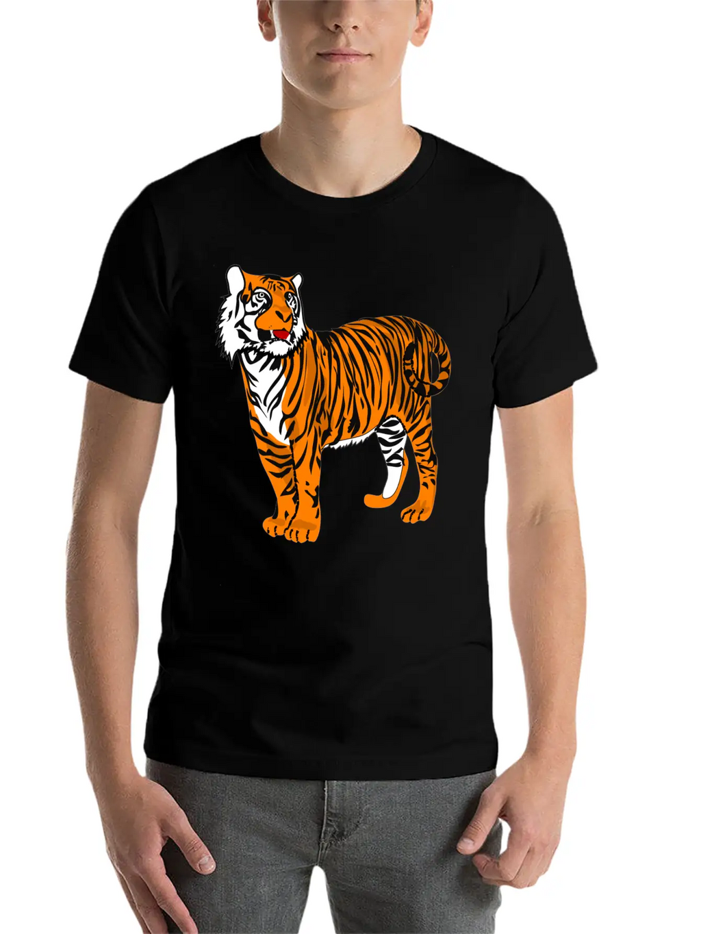 Tiger Classic Fit Graphic Tee For Daily Comfort – Unisex Cotton Shirt