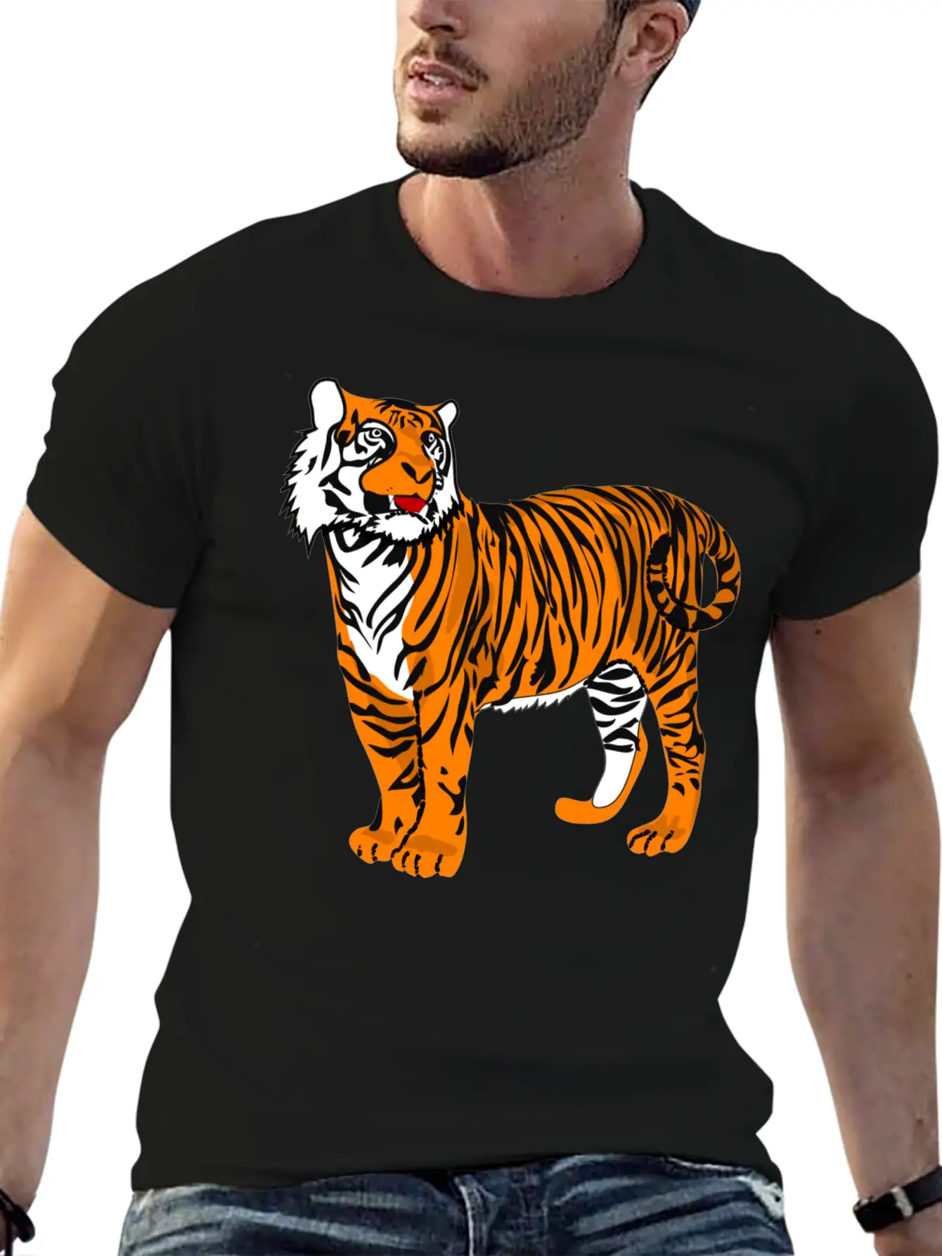 Tiger Classic Fit Graphic Tee For Daily Comfort – Unisex Cotton Shirt