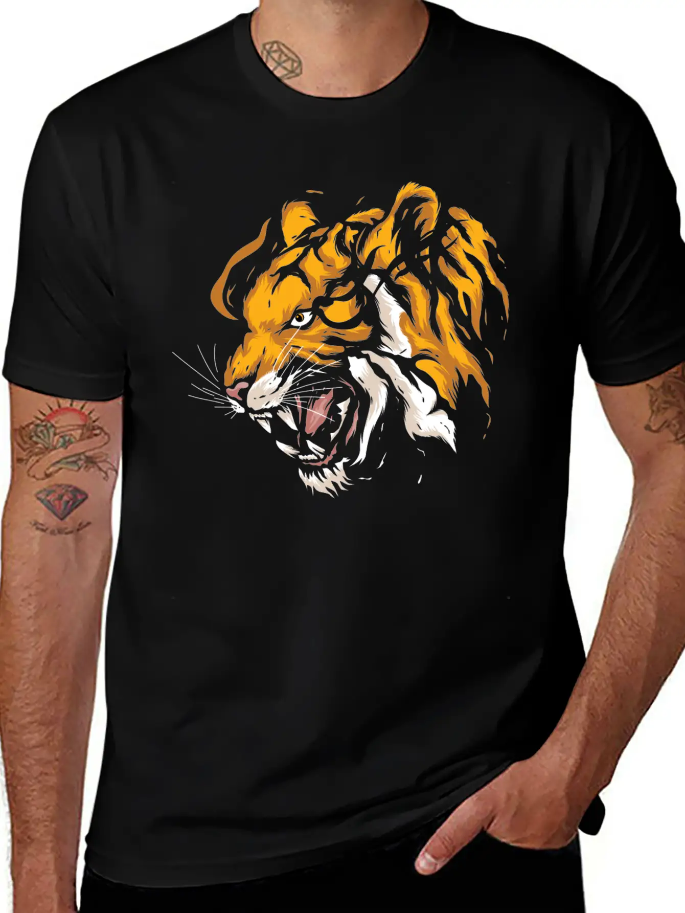 Tiger Head Tiger Boys Casual Graphic T-Shirt – Simple And Comfortable Daily Wear