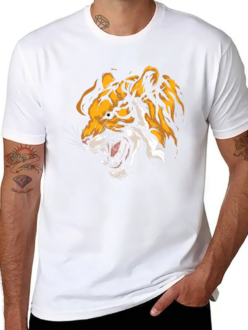Tiger Head Tiger Boys Casual Graphic T-Shirt – Simple And Comfortable Daily Wear