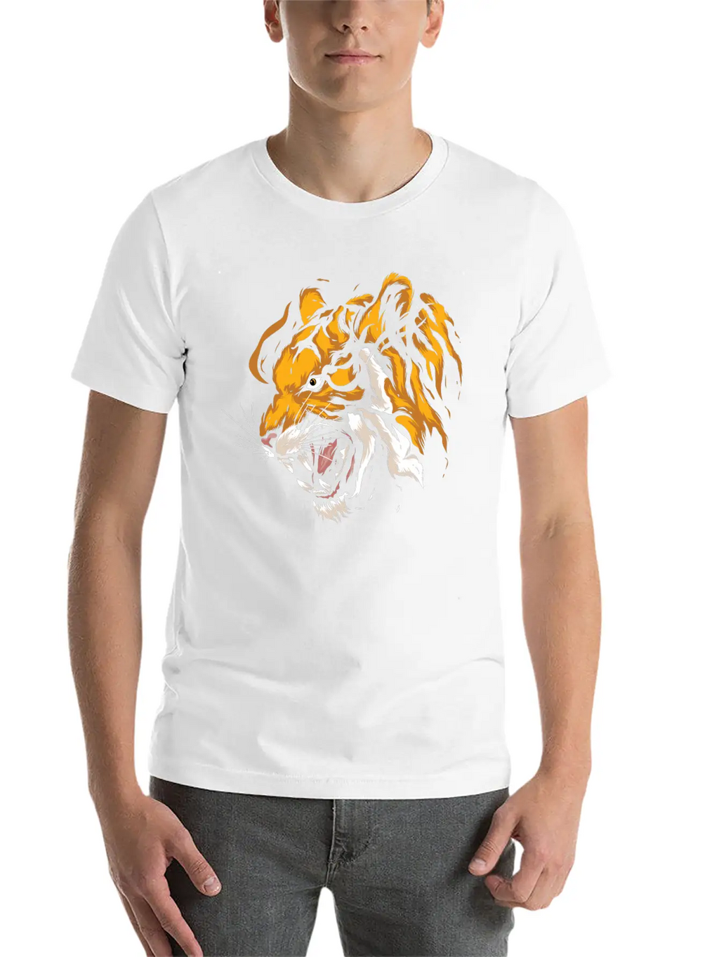 Tiger Head Tiger Boys Casual Graphic T-Shirt – Simple And Comfortable Daily Wear