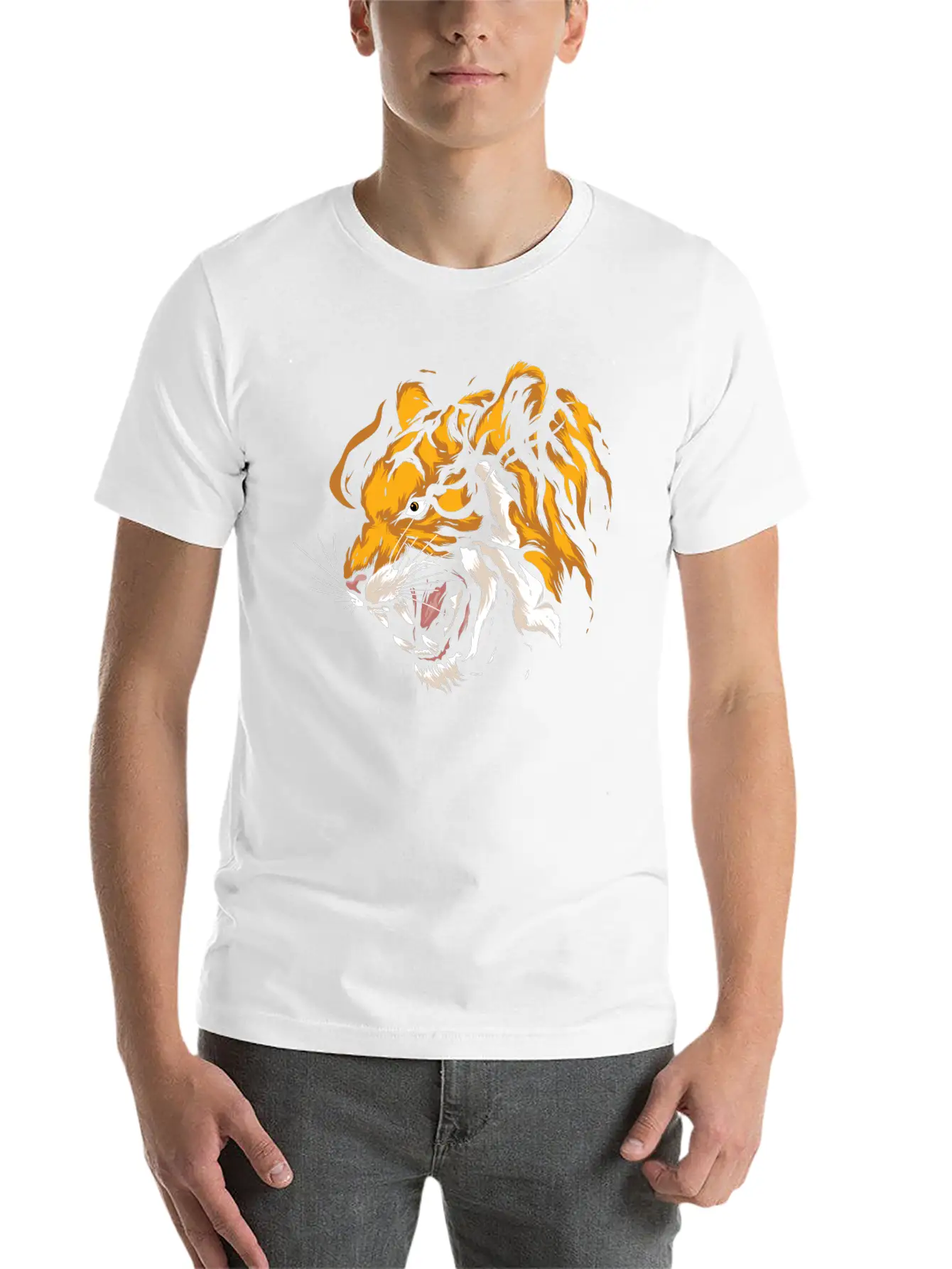 Tiger Head Tiger Boys Casual Graphic T-Shirt – Simple And Comfortable Daily Wear