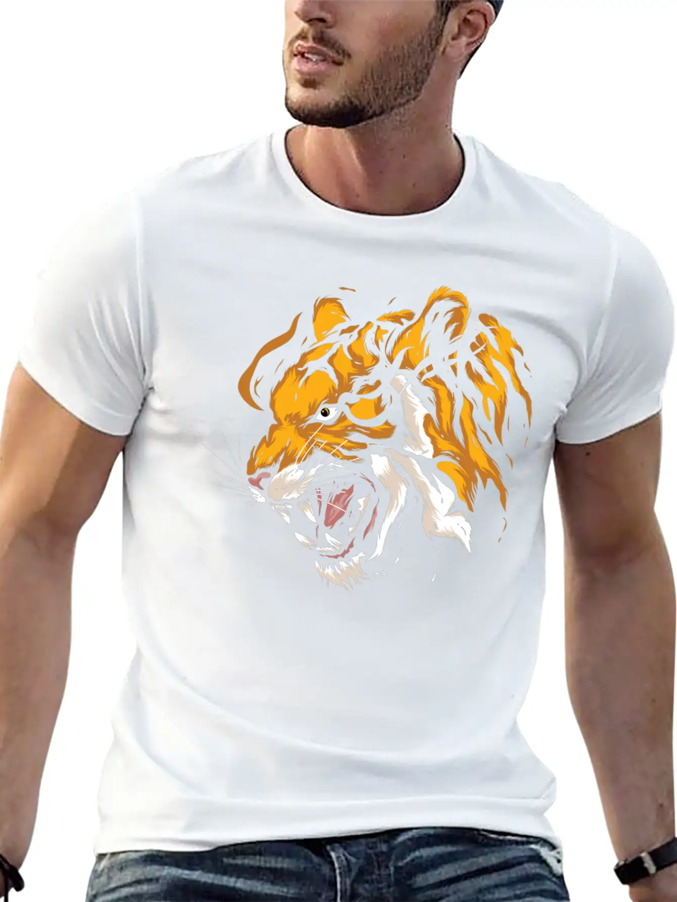Tiger Head Tiger Boys Casual Graphic T-Shirt – Simple And Comfortable Daily Wear