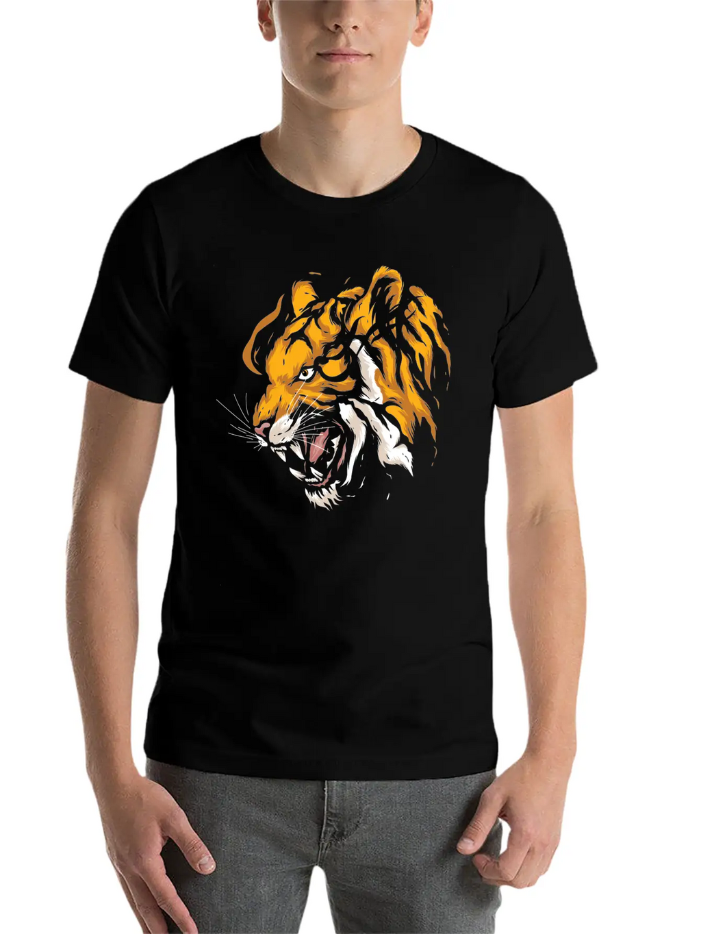 Tiger Head Tiger Boys Casual Graphic T-Shirt – Simple And Comfortable Daily Wear