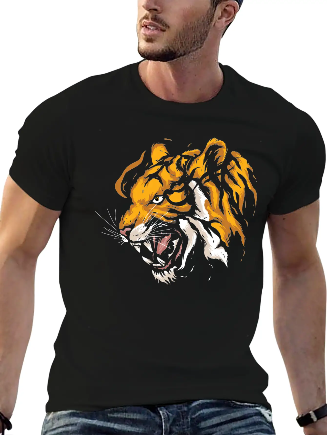 Tiger Head Tiger Boys Casual Graphic T-Shirt – Simple And Comfortable Daily Wear