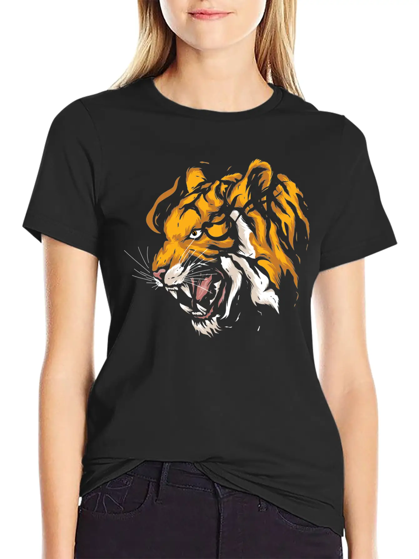 Tiger Head Tiger Boys Casual Graphic T-Shirt – Simple And Comfortable Daily Wear
