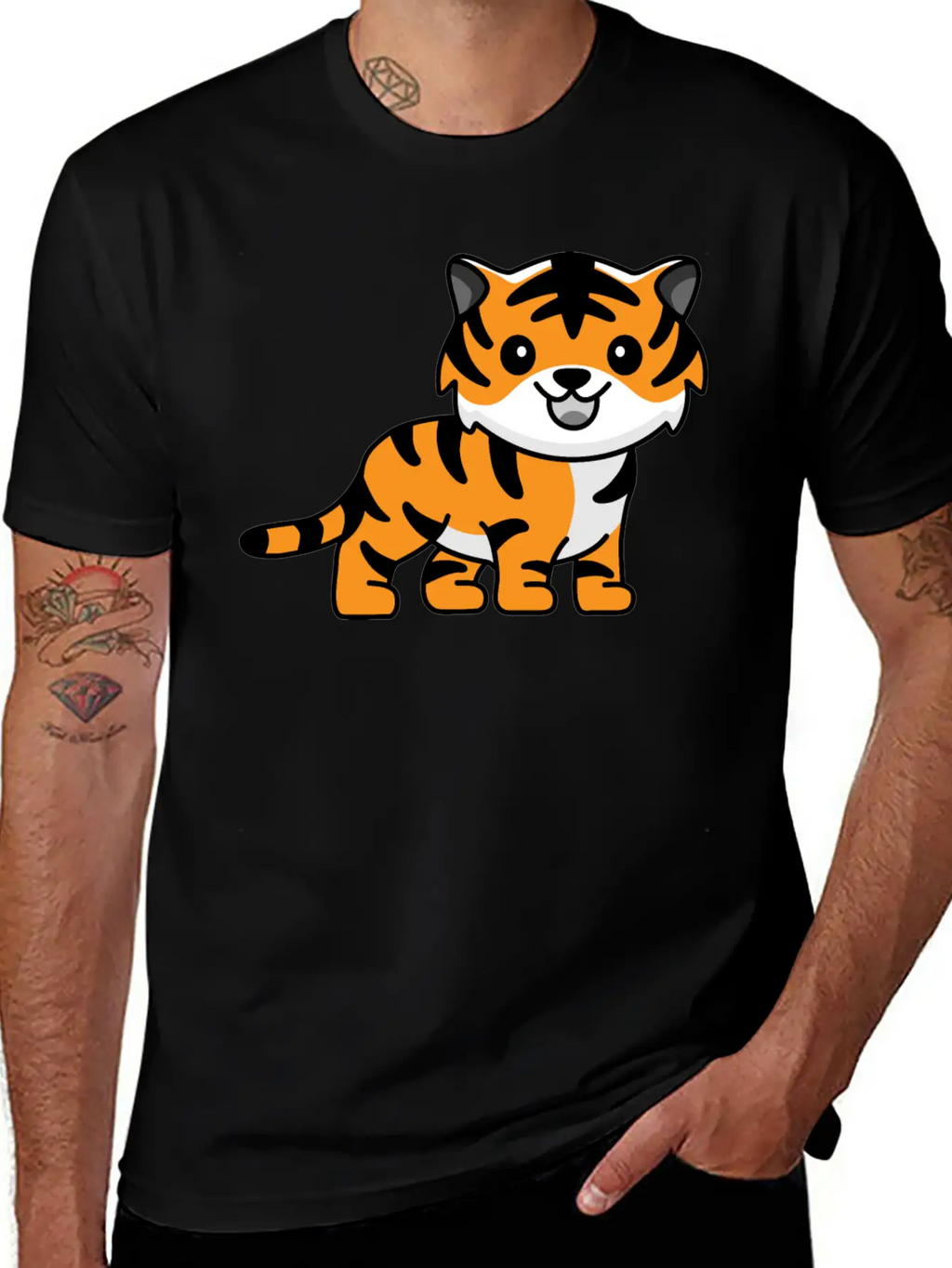 Tiger Kawaii Cute Animal Unisex Casual T-Shirt – Clean Design For Daily Comfort