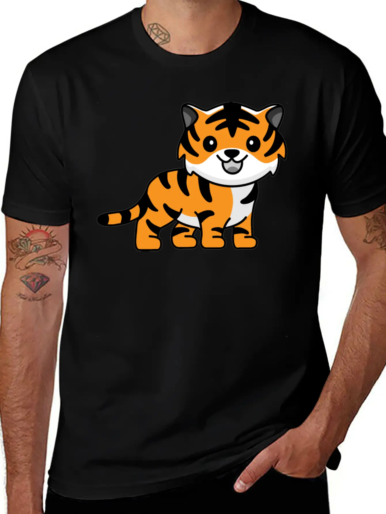 Tiger Kawaii Cute Animal Unisex Casual T-Shirt – Clean Design For Daily Comfort