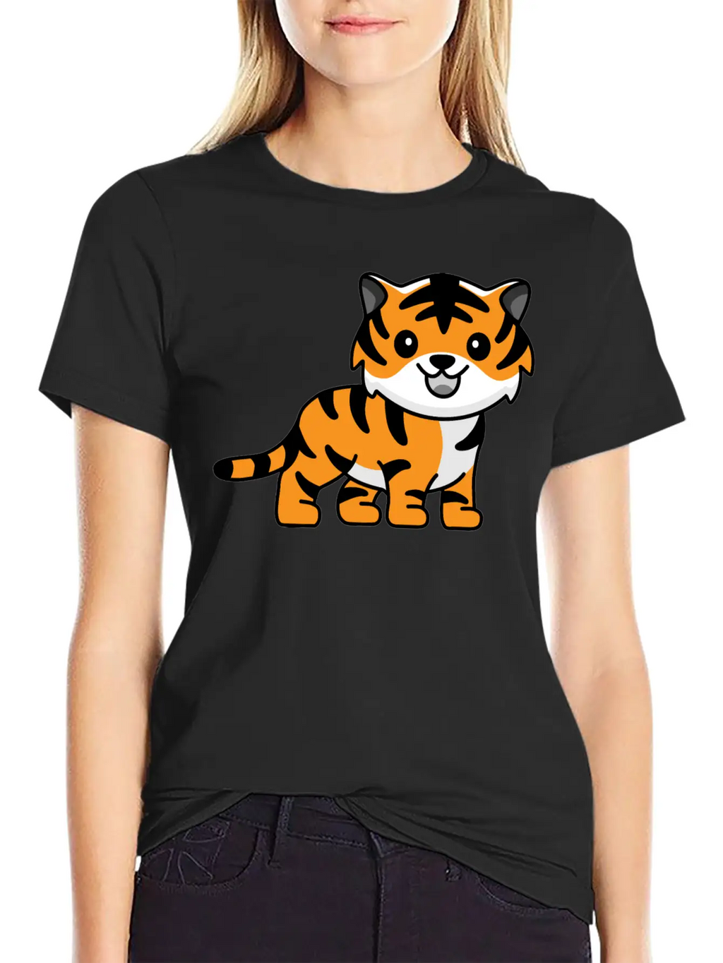 Tiger Kawaii Cute Animal Unisex Casual T-Shirt – Clean Design For Daily Comfort
