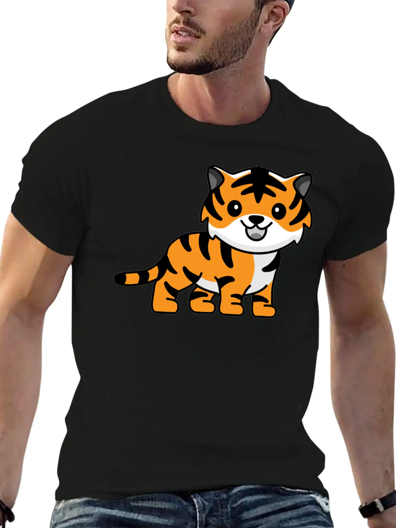 Tiger Kawaii Cute Animal Unisex Casual T-Shirt – Clean Design For Daily Comfort