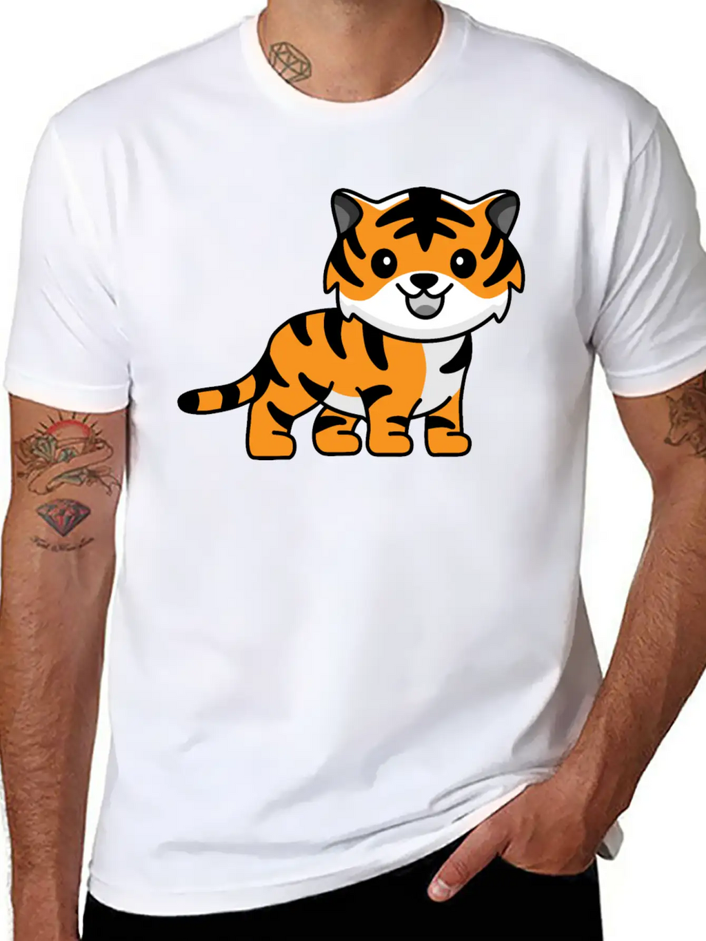 Tiger Kawaii Cute Animal Unisex Casual T-Shirt – Clean Design For Daily Comfort