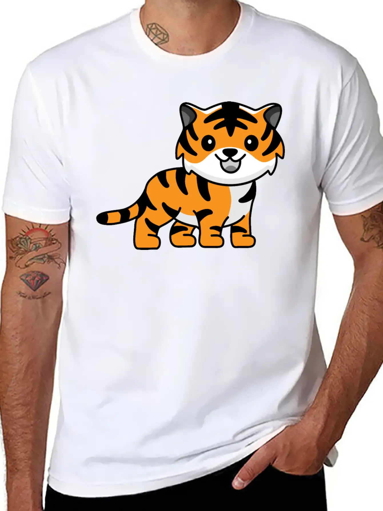 Tiger Kawaii Cute Animal Unisex Casual T-Shirt – Clean Design For Daily Comfort