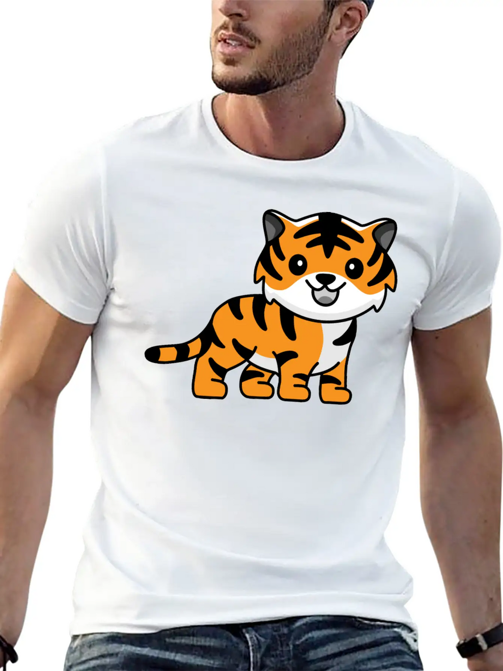 Tiger Kawaii Cute Animal Unisex Casual T-Shirt – Clean Design For Daily Comfort