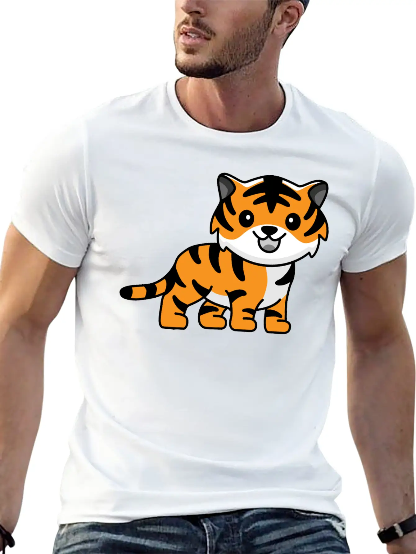 Tiger Kawaii Cute Animal Unisex Casual T-Shirt – Clean Design For Daily Comfort