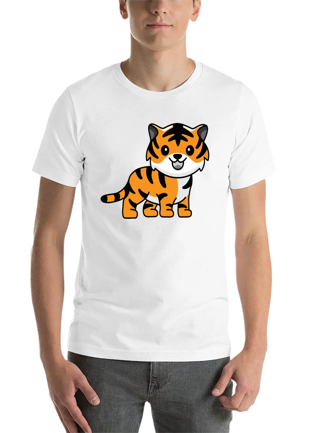 Tiger Kawaii Cute Animal Unisex Casual T-Shirt – Clean Design For Daily Comfort
