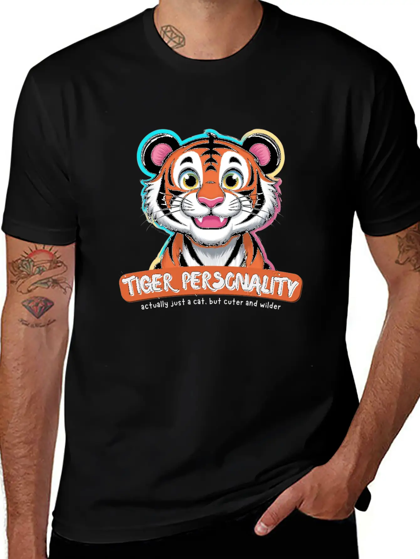 Tiger Personality Quote - Cat But Cuter And Wilder Stylish Everyday T-Shirt – Unisex Basic Cotton Tee