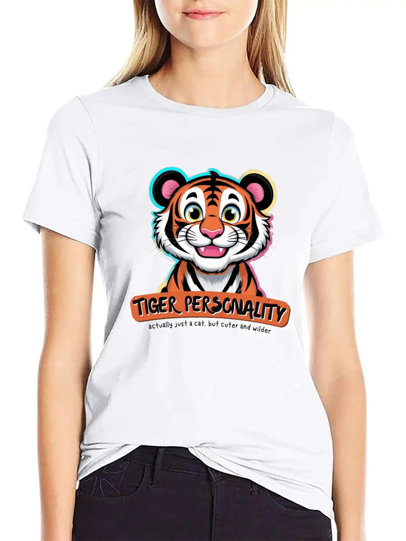 Tiger Personality Quote - Cat But Cuter And Wilder Stylish Everyday T-Shirt – Unisex Basic Cotton Tee