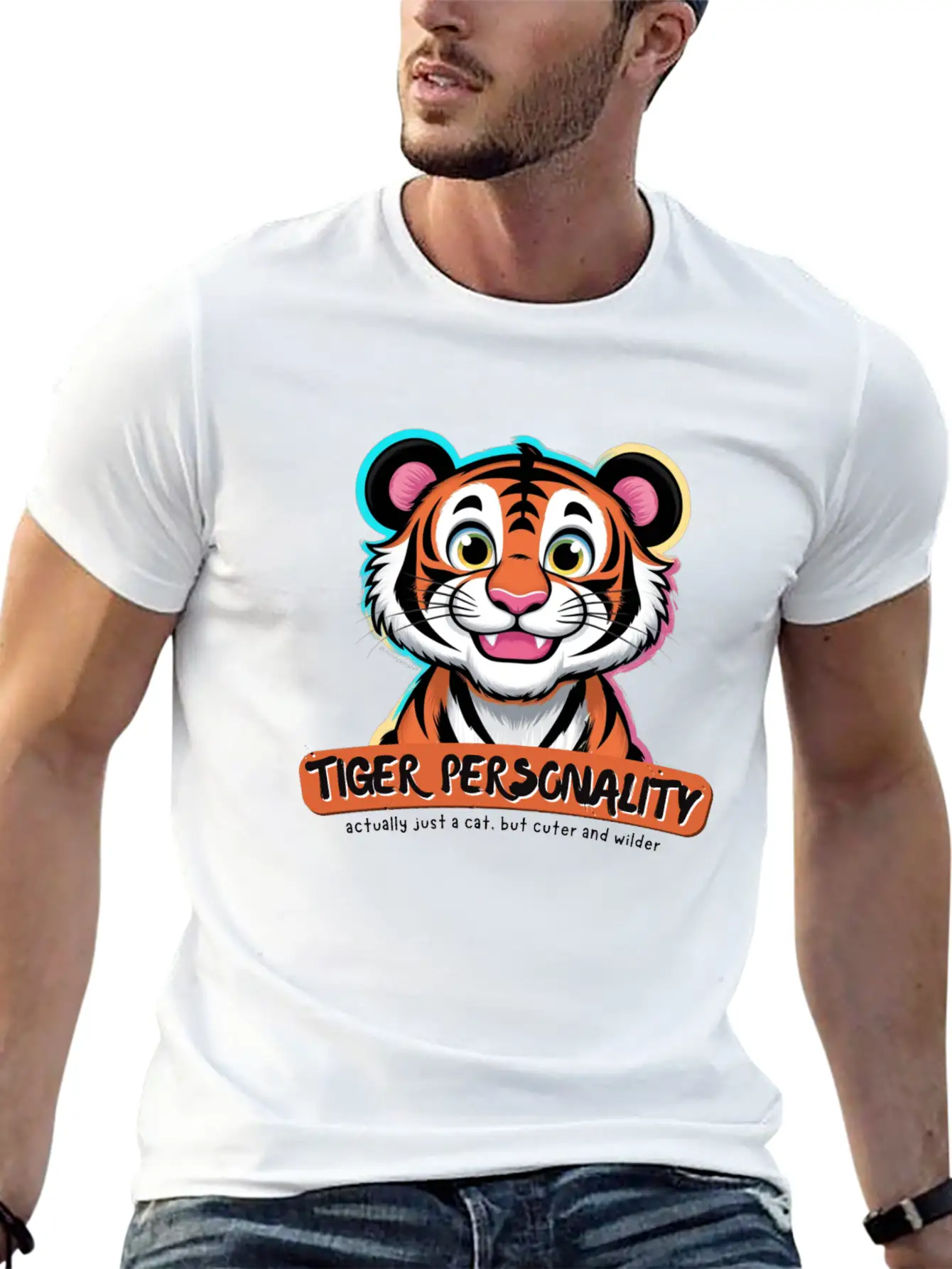 Tiger Personality Quote - Cat But Cuter And Wilder Stylish Everyday T-Shirt – Unisex Basic Cotton Tee