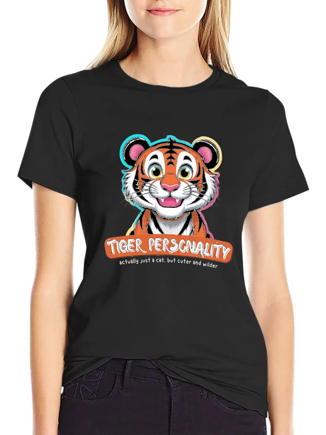 Tiger Personality Quote - Cat But Cuter And Wilder Stylish Everyday T-Shirt – Unisex Basic Cotton Tee