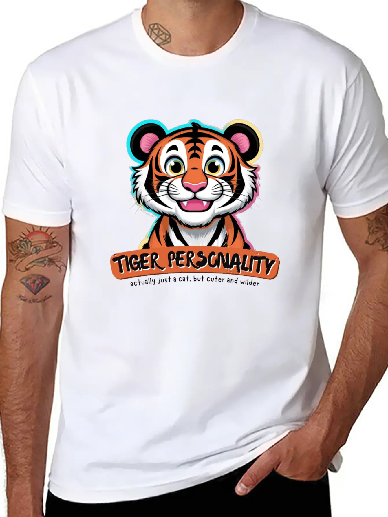 Tiger Personality Quote - Cat But Cuter And Wilder Stylish Everyday T-Shirt – Unisex Basic Cotton Tee