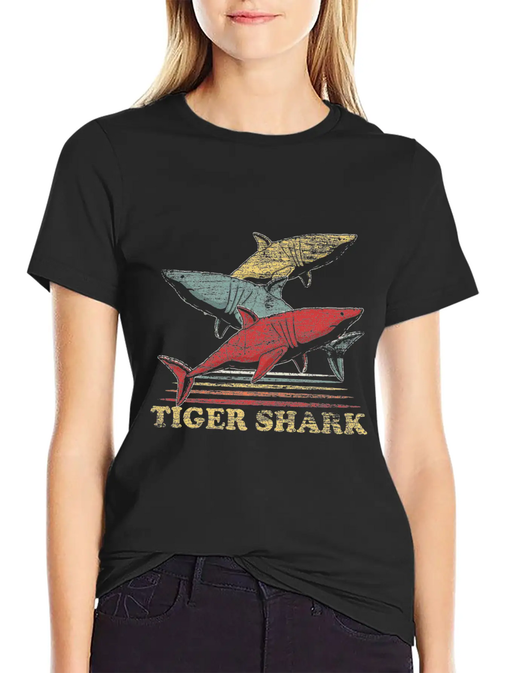 Tiger Shark Animal Shark Fin Sharks Fish Sea Gift Unisex Short Sleeve Soft Cotton T-Shirt – Casual Everyday Wear