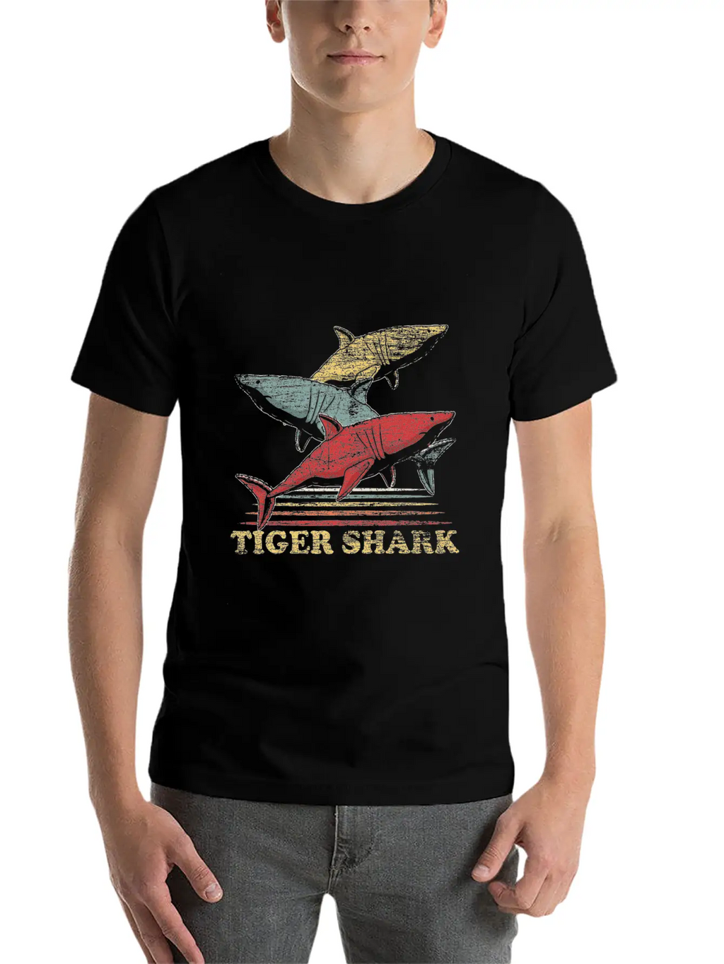 Tiger Shark Animal Shark Fin Sharks Fish Sea Gift Unisex Short Sleeve Soft Cotton T-Shirt – Casual Everyday Wear