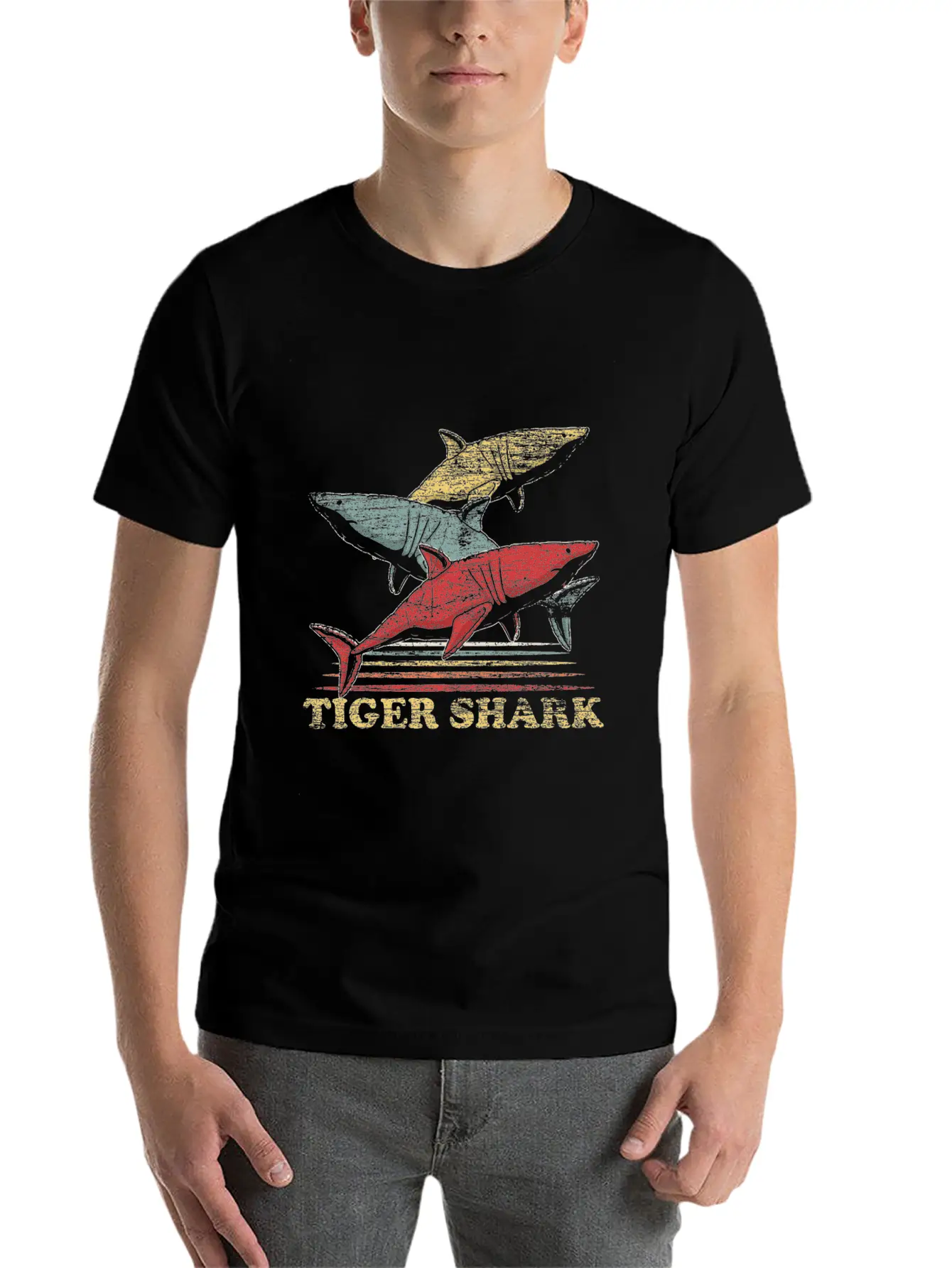 Tiger Shark Animal Shark Fin Sharks Fish Sea Gift Unisex Short Sleeve Soft Cotton T-Shirt – Casual Everyday Wear