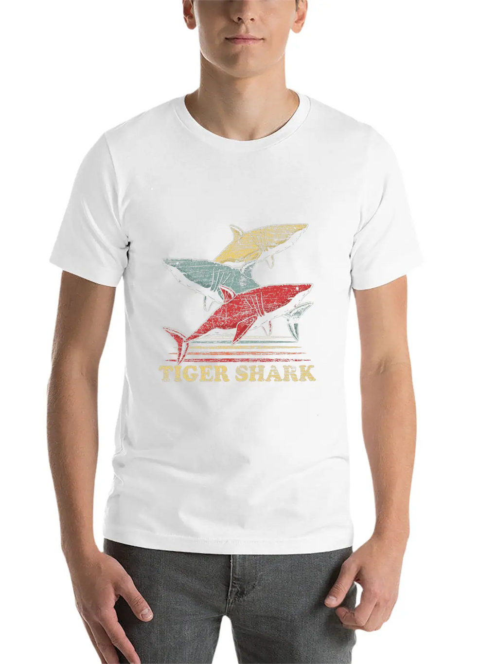 Tiger Shark Animal Shark Fin Sharks Fish Sea Gift Unisex Short Sleeve Soft Cotton T-Shirt – Casual Everyday Wear