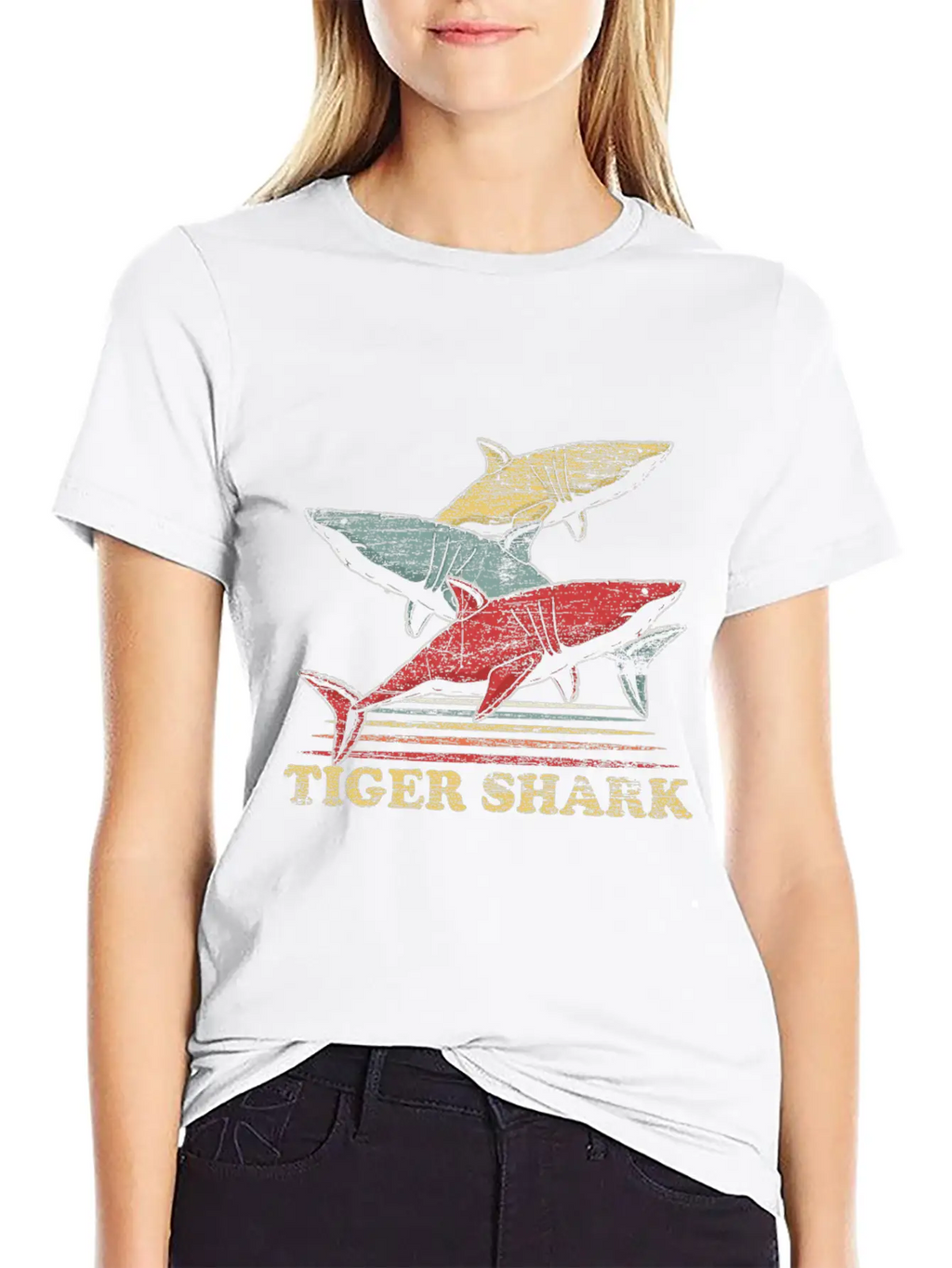 Tiger Shark Animal Shark Fin Sharks Fish Sea Gift Unisex Short Sleeve Soft Cotton T-Shirt – Casual Everyday Wear