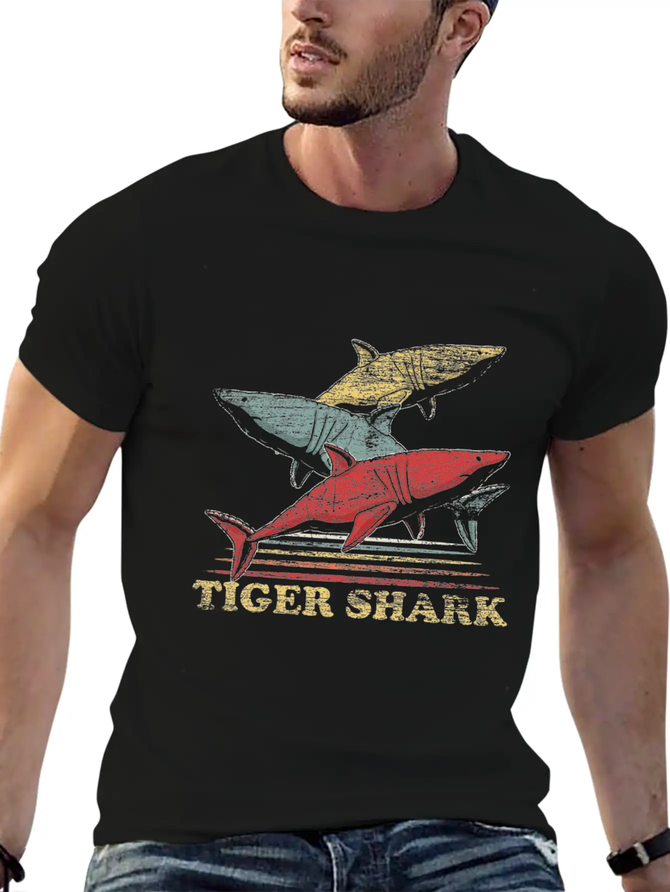 Tiger Shark Animal Shark Fin Sharks Fish Sea Gift Unisex Short Sleeve Soft Cotton T-Shirt – Casual Everyday Wear