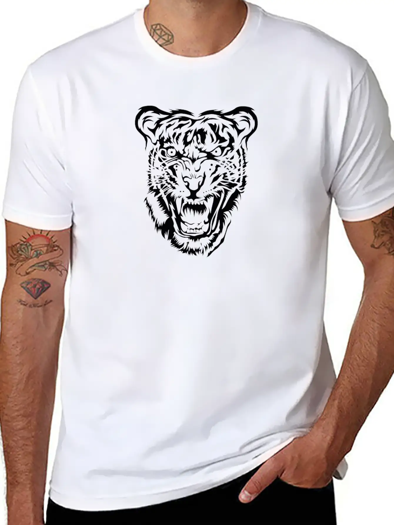 Tiger Tiger Head Africa Safari Essential Cotton Tee For Daily Outfits – Unisex Style