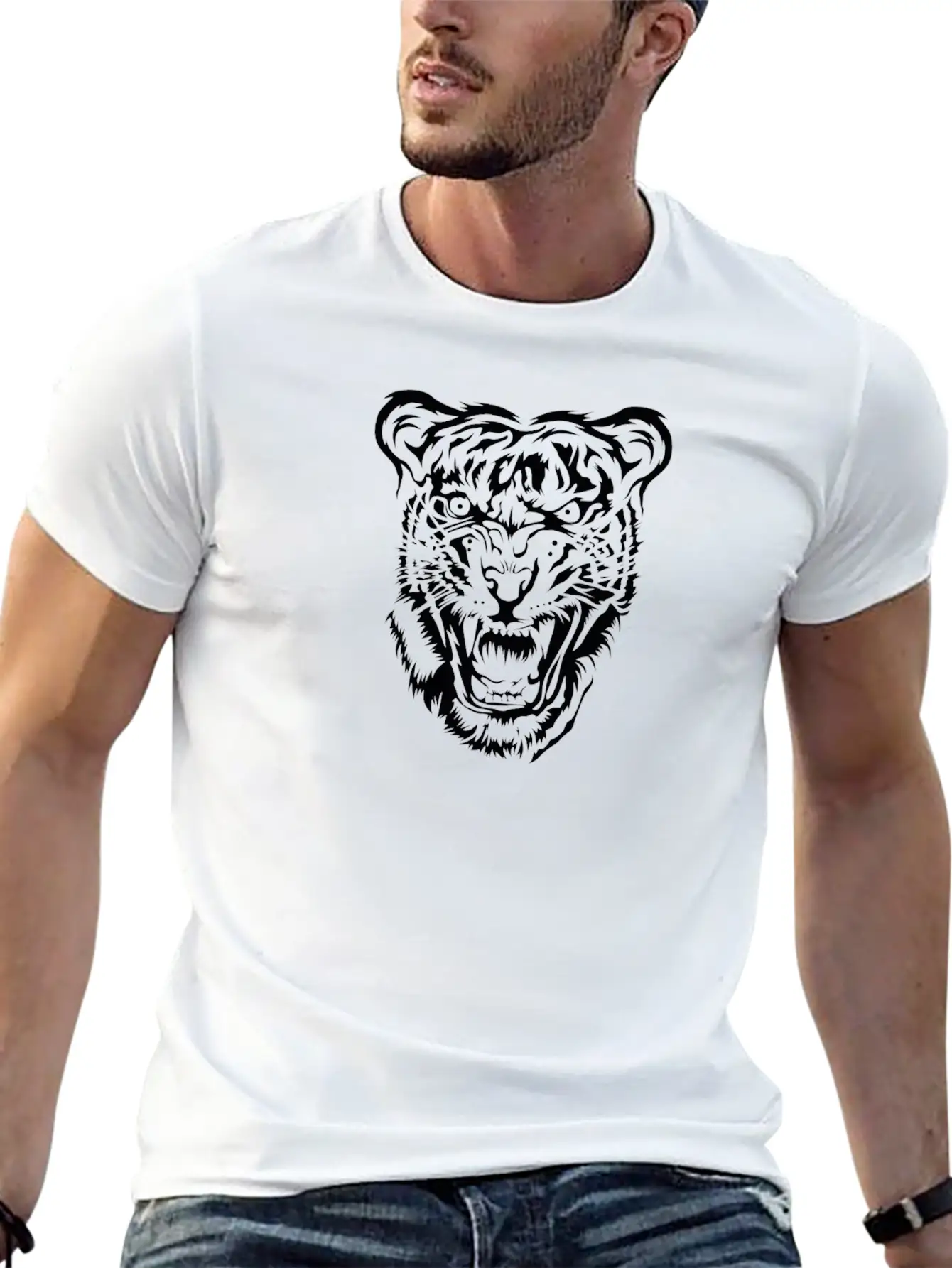 Tiger Tiger Head Africa Safari Essential Cotton Tee For Daily Outfits – Unisex Style