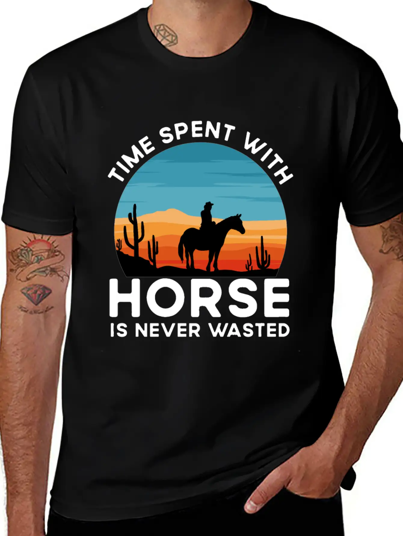 Time Spent With My Horse, Horse, Riding Stylish Everyday T-Shirt – Unisex Basic Cotton Tee