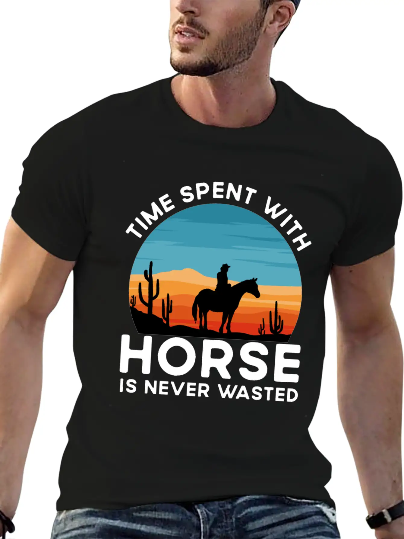 Time Spent With My Horse, Horse, Riding Stylish Everyday T-Shirt – Unisex Basic Cotton Tee