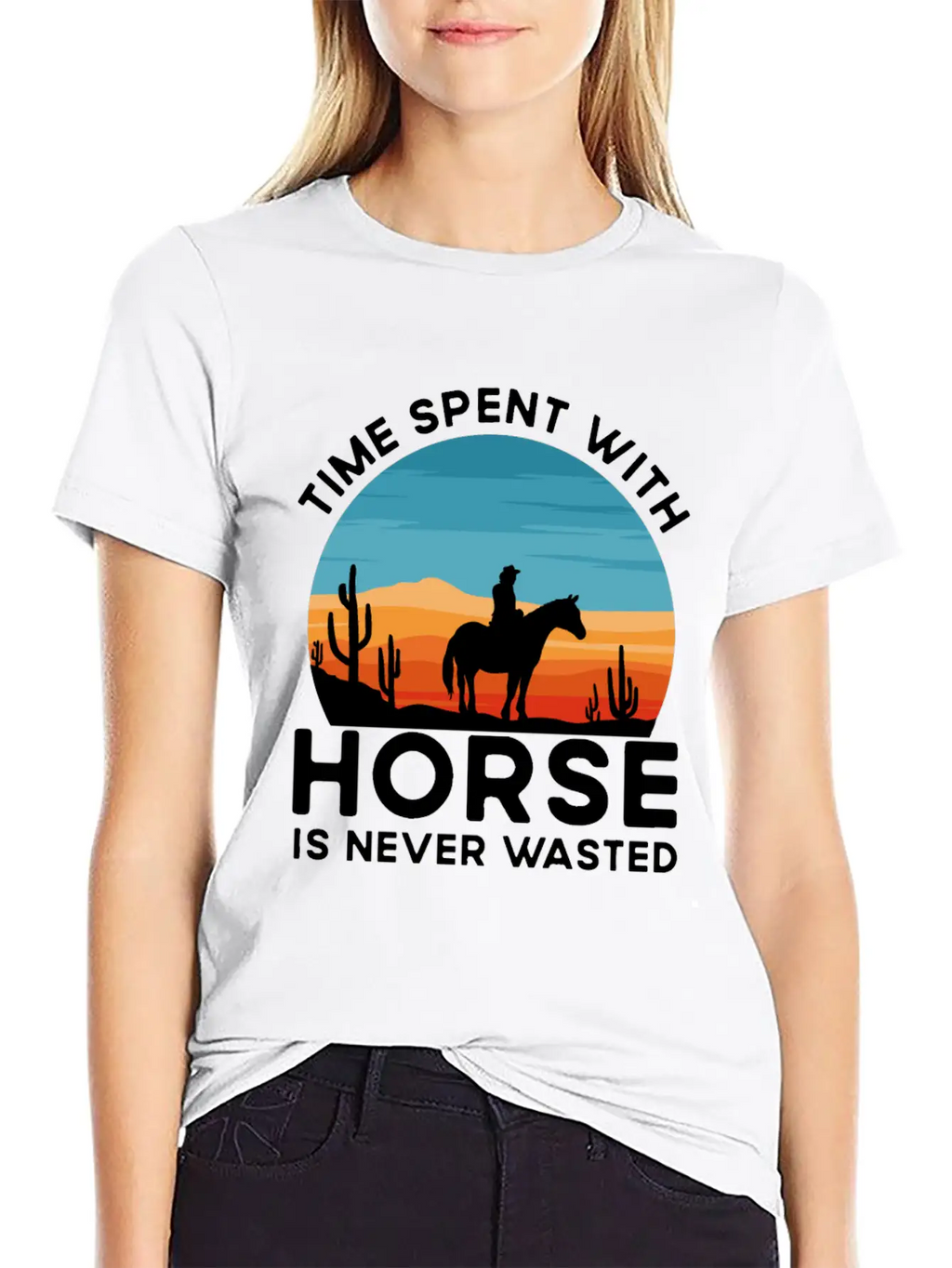 Time Spent With My Horse, Horse, Riding Stylish Everyday T-Shirt – Unisex Basic Cotton Tee