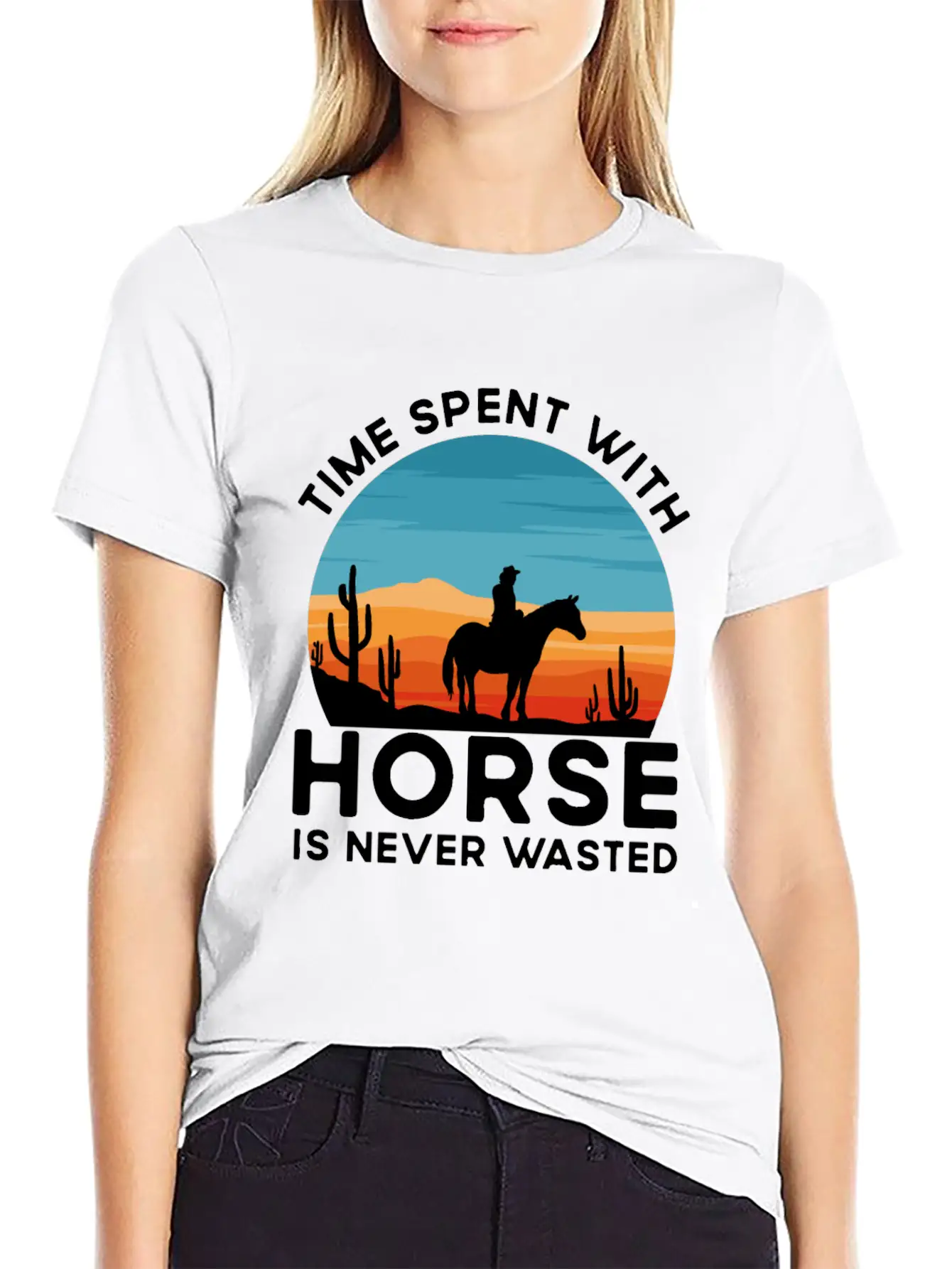 Time Spent With My Horse, Horse, Riding Stylish Everyday T-Shirt – Unisex Basic Cotton Tee