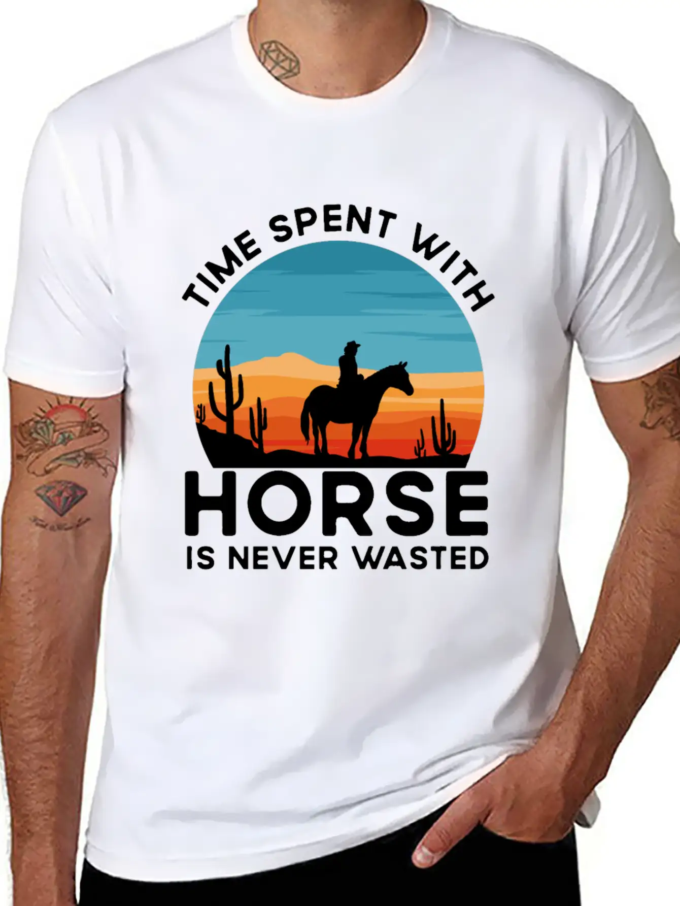 Time Spent With My Horse, Horse, Riding Stylish Everyday T-Shirt – Unisex Basic Cotton Tee