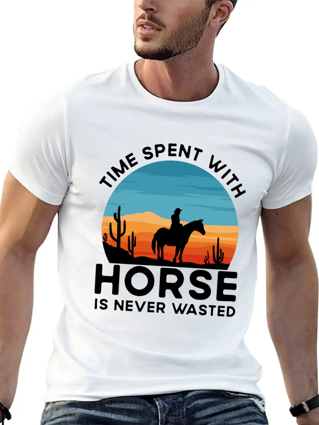 Time Spent With My Horse, Horse, Riding Stylish Everyday T-Shirt – Unisex Basic Cotton Tee