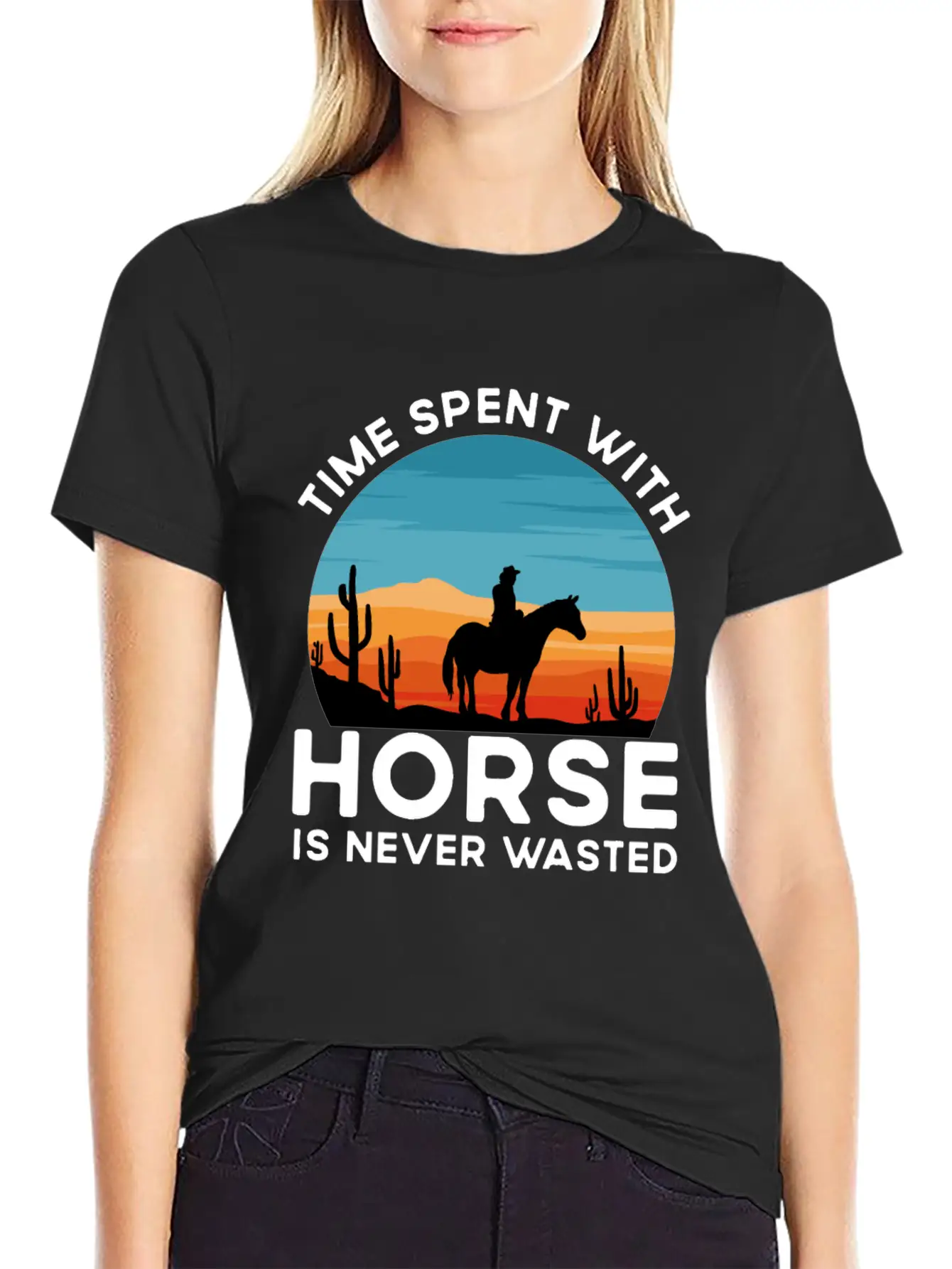Time Spent With My Horse, Horse, Riding Stylish Everyday T-Shirt – Unisex Basic Cotton Tee