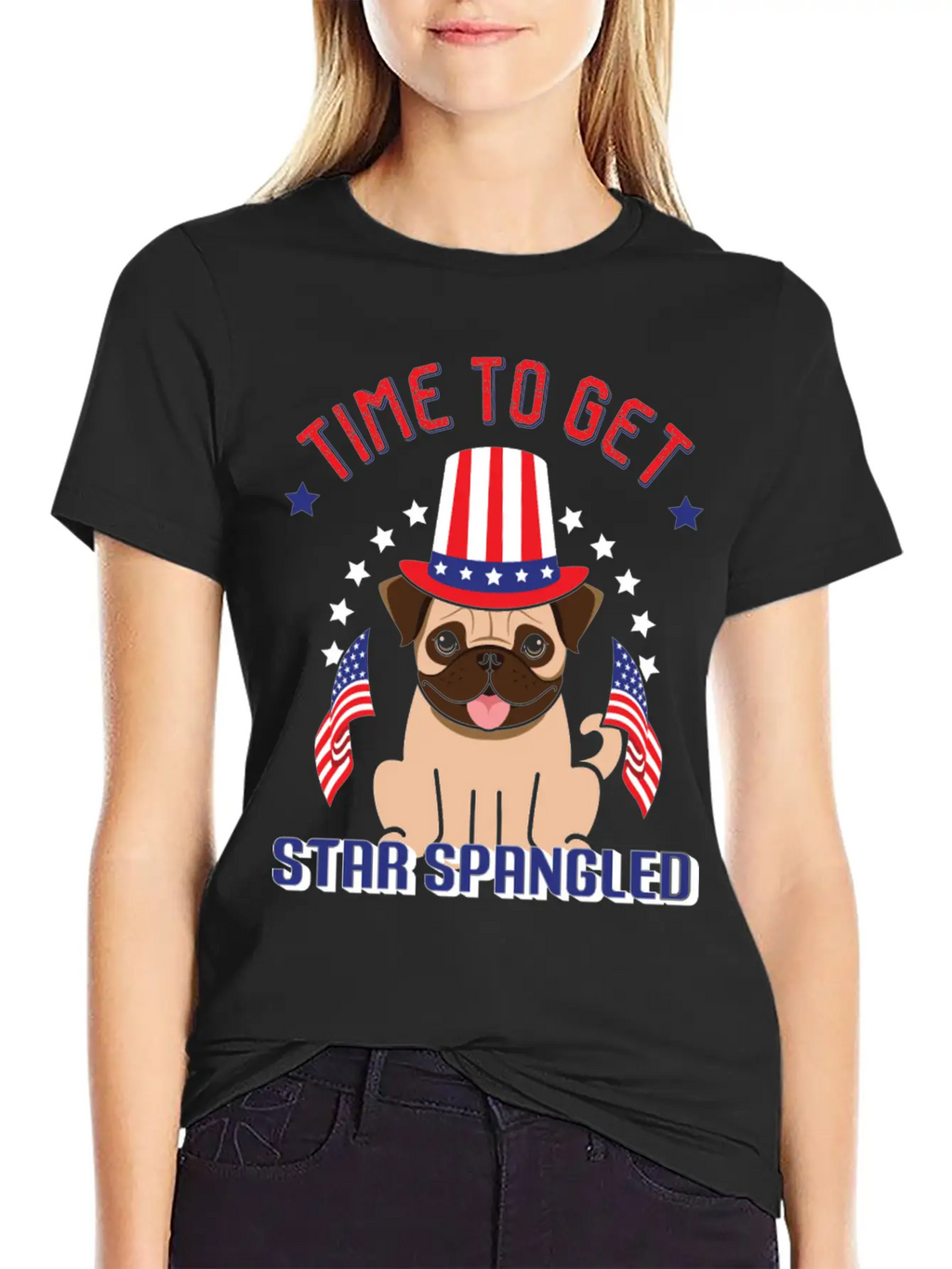 Time To Get Star Spangled Hammered Essential Cotton Tee For Daily Outfits – Unisex Style
