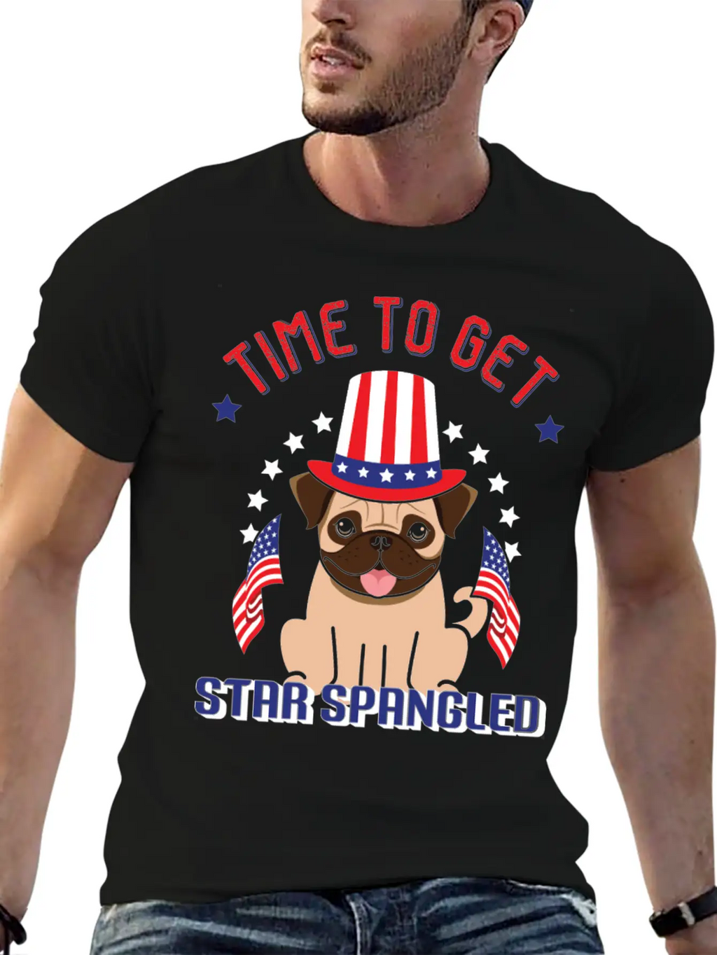 Time To Get Star Spangled Hammered Essential Cotton Tee For Daily Outfits – Unisex Style