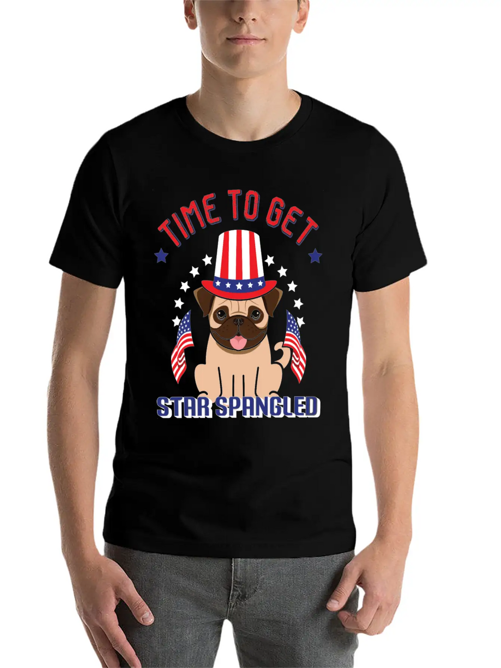 Time To Get Star Spangled Hammered Essential Cotton Tee For Daily Outfits – Unisex Style
