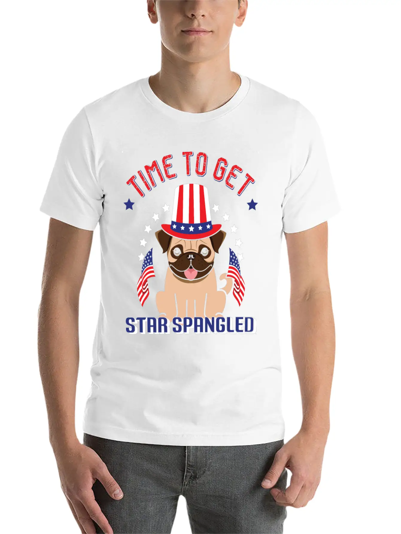 Time To Get Star Spangled Hammered Essential Cotton Tee For Daily Outfits – Unisex Style