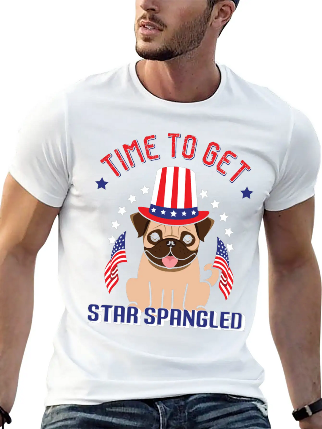 Time To Get Star Spangled Hammered Essential Cotton Tee For Daily Outfits – Unisex Style