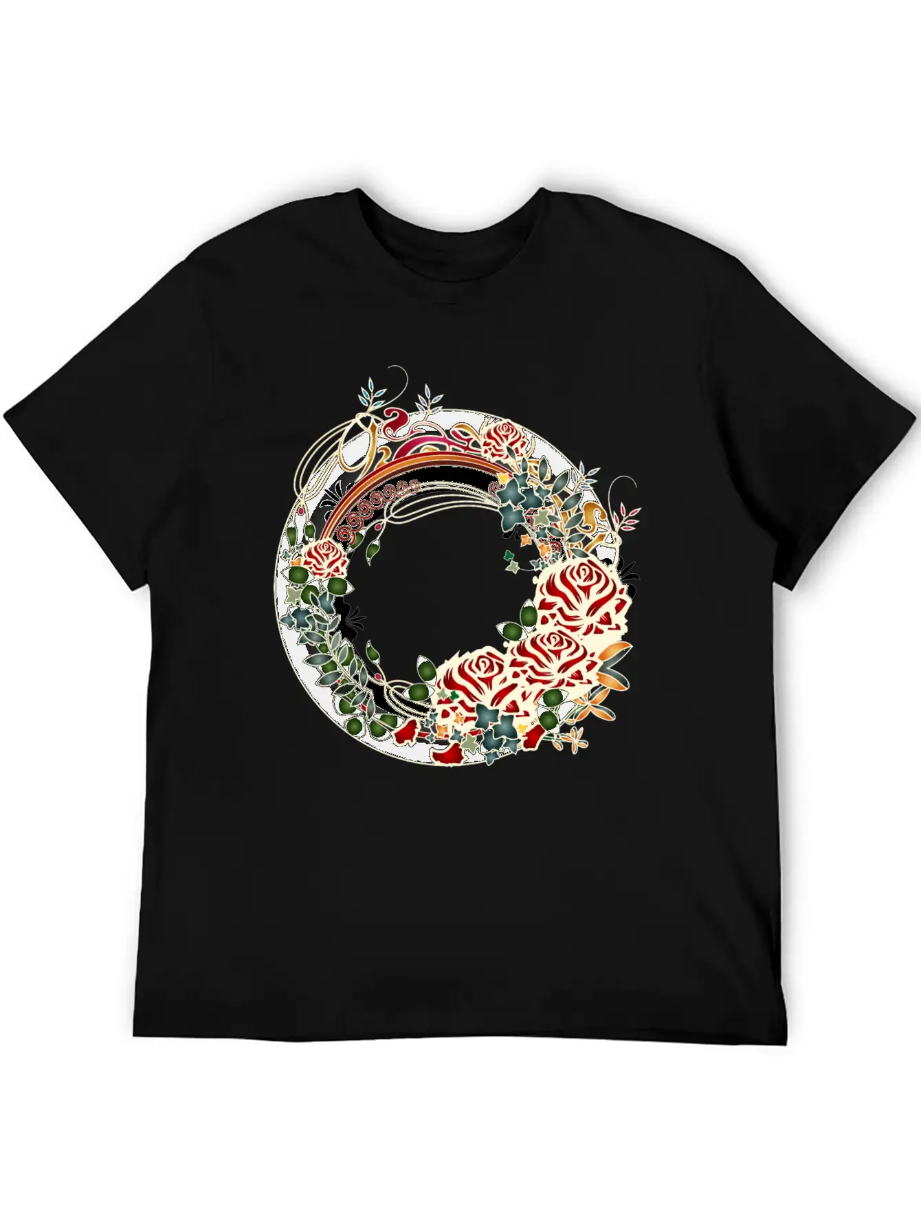 Timelessly Beautiful Rose Garden Art Nouveau Frame Unisex Short Sleeve Soft Cotton T-Shirt – Casual Everyday Wear