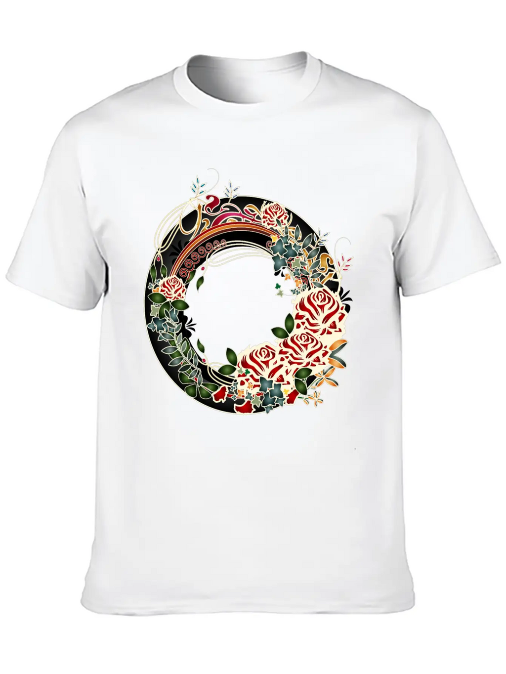 Timelessly Beautiful Rose Garden Art Nouveau Frame Unisex Short Sleeve Soft Cotton T-Shirt – Casual Everyday Wear