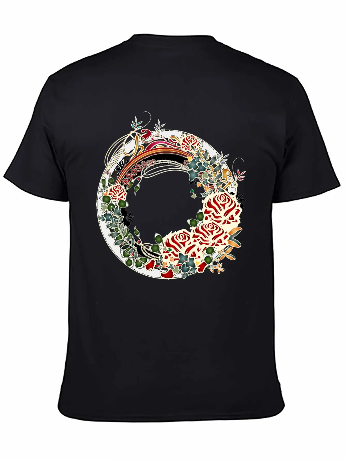 Timelessly Beautiful Rose Garden Art Nouveau Frame Unisex Short Sleeve Soft Cotton T-Shirt – Casual Everyday Wear