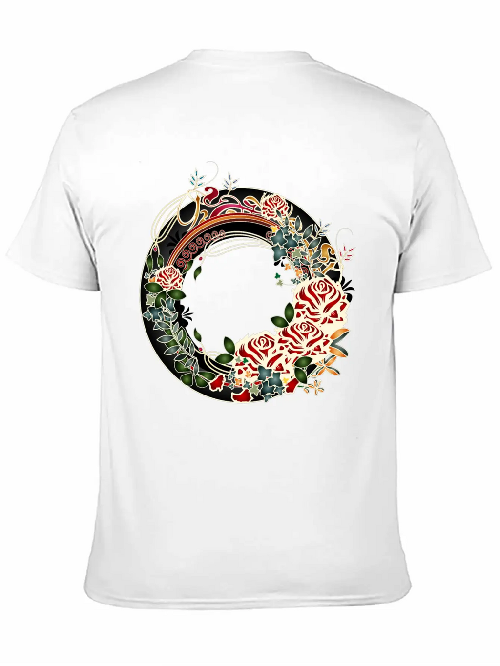 Timelessly Beautiful Rose Garden Art Nouveau Frame Unisex Short Sleeve Soft Cotton T-Shirt – Casual Everyday Wear